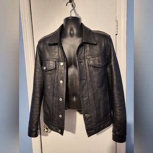 Sandro Leather Trucker Jacket M